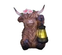 Generico Highland Cow Figurine, Realistic Bull Statue, Solar Powered Animal Light, Hand-Painted Resin, Weatherproof Design, Decor for Bedroom, Desk, Shelf, Patio, Yard, Table Multicolor