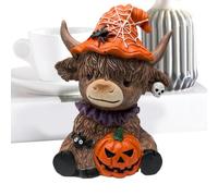 Genérico Highland Cow Figurines, Brown Cattle Statue, Resin Farmhouse Animal Ornament for Rustic Shelf Decor, Bookshelf, Home, Apartment, Desktop, Bedroom, Living Room, Display, 8x10.5cm
