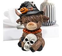 Genérico Highland Cow Figurines, Brown Cattle Statue, Resin Farmhouse Animal Ornament for Rustic Shelf Decor, Bookshelf, Home, Apartment, Desktop, Bedroom, Living Room, Display, 8x10.5cm