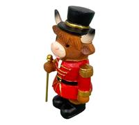 Genérico Highland Cow Figurines- Resin 5.5x4x10cm Nutcracker Style Red Coat | Cow Figurines Nutcracker Style,Perfect For Placement On A Table, Desk, Shelf, Mantel, Or Fireplace