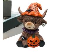 Genérico Highland Cow Figurines, Resin Brown Cattle Statue, Decorative Animal Sculpture, Farmhouse Style Ornament, Rustic Shelf Accent, for Home Bedroom Living Room Desktop Apartment Decor