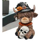 Genérico Highland Cow Figurines, Resin Brown Cattle Statue, Rustic Animal Decor Accent, 3.15x4.13 Inches, Charming Tabletop Ornament for Bookshelf, Desktop, Bedroom, Living Room, Home, Apartment