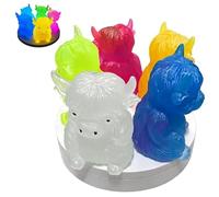 Genérico Highland Cow Glow-in-The-Dark Ornament, 5pcs Glow in The Dark Highland Cow Figurines, Cute Desk & Home Decoration, For Home,Desk,Bedroom