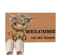 Genérico Highland Cow Indoor Entry Mat - Rustic Animal Graphic Accent Rug, Ultra-Absorbent Non-Slip Door MT, Decorative Bedroom Floor Decor, Low-Profile Entryway Mudroom Rug, Boutique Home Mat | Fo