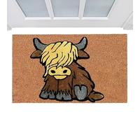 Genérico Highland Cow Indoor Entry Mat - Rustic Animal Graphic Accent Rug, Ultra-Absorbent Non-Slip Door MT, Decorative Bedroom Floor Decor, Low-Profile Entryway Mudroom Rug, Boutique Home Mat | Fo