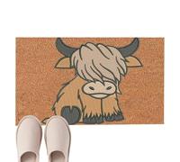 Genérico Highland Cow Indoor Entry Mat - Rustic Animal Graphic Accent Rug, Ultra-Absorbent Non-Slip Door MT, Decorative Bedroom Floor Decor, Low-Profile Entryway Mudroom Rug, Boutique Home Mat | Fo