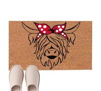 Genérico Highland Cow Indoor Entry Mat - Rustic Animal Graphic Accent Rug, Ultra-Absorbent Non-Slip Door MT, Decorative Bedroom Floor Decor, Low-Profile Entryway Mudroom Rug, Boutique Home Mat | Fo