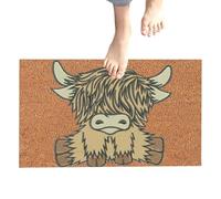 Genérico Highland Cow Indoor Entry Mat - Rustic Animal Graphic Accent Rug, Ultra-Absorbent Non-Slip Door MT, Decorative Bedroom Floor Decor, Low-Profile Entryway Mudroom Rug, Boutique Home Mat | Fo