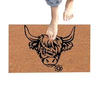 Genérico Highland Cow Indoor Entry Mat - Rustic Animal Graphic Accent Rug, Ultra-Absorbent Non-Slip Door MT, Decorative Bedroom Floor Decor, Low-Profile Entryway Mudroom Rug, Boutique Home Mat | Fo