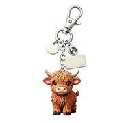 Genérico Highland Cow January Keychain - Cute Acrylic Animal Keyring & Backpack Charm | Birth Month Souvenir Gift For Best Friends