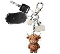 Genérico Highland Cow Keychain 3D Resin Ornament - 5cm 50g For Bag Purse - Miniature Cute Animal Pendant With Blessing Card Birthstone - Gift For Cow Lover