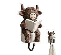 Genérico Highland Cow Ornaments Key Holder | Funny Resin Cow Figurines | Bathroom Wall Hooks Towel Hanger | For Home Shower Kitchen Bedroom Dorm Farmhouse Clothes Robe Loofah Key