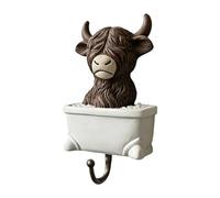 Genérico Highland Cow Ornaments Key Holder | Funny Resin Cow Figurines | Bathroom Wall Hooks Towel Hanger | For Home Shower Kitchen Bedroom Dorm Farmhouse Clothes Robe Loofah Key