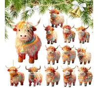 Genérico Highland Cow Pendant | Reviewer Ornament Highland Cow - 2D Acrylic Cute Charm For Rear View Decor Aesthetic Ornament Interior Accessories Christmas Tree Pendant