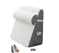 Genérico Hiquo Wedge Pillow + 100% Light Blocking Silk Sleep Mask, 4-in-1 Versatile Wedge Pillow, 30 Degree Memory Foam Pillows & Removable Cover, for Head Back, Legs and Knees (White)