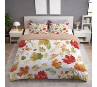 Genérico Hojas Caídas Fundas para edredon Natural Funda Nordica, Otoño Cálido Cosecha Acogedor Funda de Almohada 150 x 220 Funda Nordica Suave Orange für Niñas