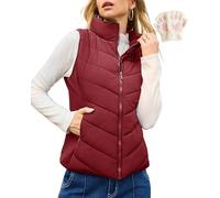 Genérico Holdretain Puffer Vest Women Sleeveless Zip up Outerwear, Onwardmost Lightweight Stand Collar Quilted Vest Jacket (XL,Red)