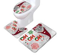 Genérico Holiday Toilet Decoration Set, Christmas Bathroom Decoration with Cartoon Rug, Non-Slip Festive Floor Mat, Funny Seat Cover for RV, Apartment, Dorm, Rental, Hotel, 1 Set