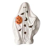 Genérico Hollow out Ghost Figurine, Light Up Spooky Ghost Statue Holding Pumpkins, Resin Ghosts Sculpture Ornaments, Halloween Decorations for Entryway Cabinets Desktop Bedroom Centerpiece