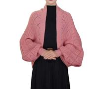 Genérico Hollow out Knitted Shawl Coat for Women Lightweight Open Front Crochet Cardigan Wrap Breathable Knit Cape Beach Cover Up