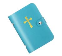 Genérico Holy Card Holder, Prayer Porta Tarjetas 40 Tarjetas, Tarjetero Multiusos De Cuero Sintético Con Cruz Religiosa, Cartera Portátil - Accesorio Bíblico Para Oración Y Diálogo Del Corazón