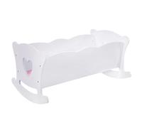 Generico Holz Puppenwiege - Schaukelpuppenbett Mit Weicher Kissen | Passend Für Puppen Bis 20 Zoll/50 cm | Ideal Für Kinder Rollenspiele Puppenflege, Fördert Kreativität Fantasie, 52,5 x 27,5 x 25 cm