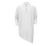 Generico Hombre Abaya Thobe Hombre Musulmán Ropa Bordado de Oración Árabe Robe Vestido Islámico Tradicionales Transpirables y Cómodos para Primavera Verano Largo Verano de Lino, Color blanco., M
