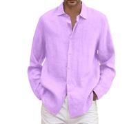 Genérico Hombre Camisa Blanca - Camisa Holgada de Talla Grande Informal sólida de Lino y algodón de Verano para Hombre Camisa de Manga Larga con Cuello Vuelto para Hombre (XXXXXL)