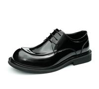 Genérico Hombre Charol Zapatos De Vestir Formales Cordones Oxford De Negocios Tacón De Bloque Bajo Plataforma Zapatos De Bodas,Negro,39 EU