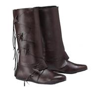 Genérico Hombre Cordones Botas Medievales De hasta La Rodilla Tacón Bajo Botas Largas Punta Redonda Cuero PU Estilo Pirata,Marrón,43 EU