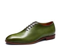 Genérico Hombre Cordones Oxford De Negocios Punta Puntiaguda Cuero Sintético Zapatos De Vestir De Oficina Tacón De Bloque Bajo Zapatos Formales,Verde,39 EU