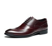 Genérico Hombre Cordones Oxford Y Derby Puntera Puntiaguda Zapatos Formales De Vestir Tacón Bajo Y Bloque Zapatos De Negocios Y Bodas,Burgundy,41 EU