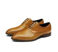 Genérico Hombre Cordones Perforados Zapatos De Vestir Tacón Bajo De Bloque Oxfords De Negocios Punta Puntiaguda Zapatos De Boda para Verano,Marrón,37 EU