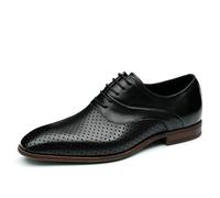 Genérico Hombre Cordones Perforados Zapatos De Vestir Tacón Bajo De Bloque Oxfords De Negocios Punta Puntiaguda Zapatos De Boda para Verano,Negro,38 EU