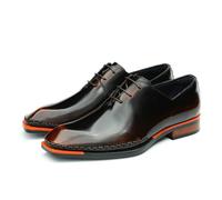 Genérico Hombre Cordones Zapatos De Vestir De Formales Tacón De Bloque Bajo Zapatos De Bodas De Fiestas Y Graduaciones Punta Cuadrada Oxford De Charol,Marrón,39 EU