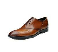 Genérico Hombre Cordones Zapatos De Vestir Oxford Brogues Derbys Zapatos De Formales Tacón De Bloque Bajo Oxfords De Boda De Fiesta Y Baile,Marrón,43 EU