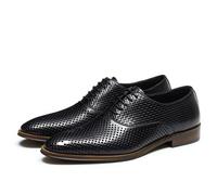 Genérico Hombre Punta Puntiaguda Oxford Perforados Tacón Bajo Tipo Bloque Zapatos De Bodas De Fiestas Y Graduaciones Cordones Zapatos De Formales para Verano,Negro,40 EU