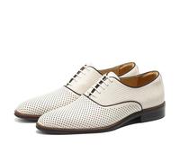 Genérico Hombre Punta Puntiaguda Oxford Perforados Tacón Bajo Tipo Bloque Zapatos De Bodas De Fiestas Y Graduaciones Cordones Zapatos De Formales para Verano,Beige,37 EU