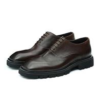 Genérico Hombre Puntera Cuadrada Plataforma Oxford Brogue Tacón Bajo En Bloque Zapatos De Vestir De Oficina Cordones Zapatos De Bodas De Fiesta De Graduación,Marrón,40 EU