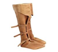 Genérico Hombre Puntera Redonda Cuero PU Botas De Pirata Tirón Bota Medievales con Hebilla Tacón Plano Botas De Steampunk,Amarillo,38 EU