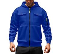 Genérico Hombre Sudadera - Sudadera clásica de Moda con Capucha y Bolsillo Frontal Estilo cárdigan Ligero para Uso Informal (Blue S)