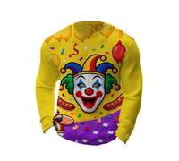 Generico Hombre Suéter de Cuello Redondo de Carnaval Suéter Joker Vintage para Hombres Sudadera para Fiesta de Carnaval Jersey Impreso Casual Manga Larga Ajuste Amplio Sudadera Cómoda para Festival