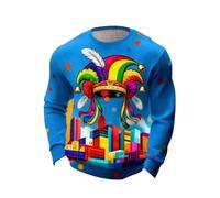 Generico Hombre Suéter de Cuello Redondo de Carnaval Suéter Joker Vintage para Hombres Sudadera para Fiesta de Carnaval Jersey Impreso Casual Manga Larga Ajuste Amplio Sudadera Cómoda para Festival