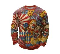 Generico Hombre Suéter de Cuello Redondo de Carnaval Suéter Joker Vintage para Hombres Sudadera para Fiesta de Carnaval Jersey Impreso Casual Manga Larga Ajuste Amplio Sudadera Cómoda para Festival