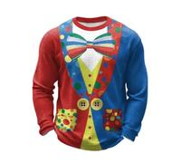 Generico Hombre Suéter de Cuello Redondo de Carnaval Suéter Joker Vintage para Hombres Sudadera para Fiesta de Carnaval Jersey Impreso Casual Manga Larga Ajuste Amplio Sudadera Cómoda para Festival