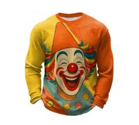 Generico Hombre Suéter de Cuello Redondo de Carnaval Suéter Joker Vintage para Hombres Sudadera para Fiesta de Carnaval Jersey Impreso Casual Manga Larga Ajuste Amplio Sudadera Cómoda para Festival