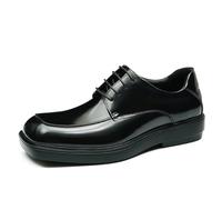 Genérico Hombre Tacón De Bloque Bajo Zapatos De Vestir De Plataforma Puntera Cuadrada Charol Oxford De Negocios Cordones Zapatos De Formales De Boda,Negro,45 EU