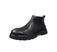 Genérico Hombre Tacón Grueso Botas Cortas De Plataforma Cuero PU Botas De Casuales con Cremallera Lateral Punta Redonda Zapatos De Vestir De Oficina,Black Velvet Lining,39 EU