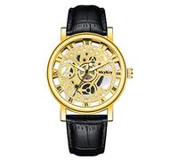 Genérico hombres negocios hombres reloj de cuarzo hombres bajos huecos imitación mecánico reloj hombres correa reloj ropa niños niños niños 7 años, dorado, talla única