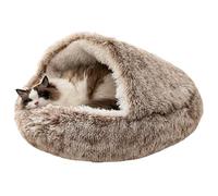 Genérico Hooded Cat Bed - Cama con Capucha para Gatos | Cueva Invernal | Cálida con Cubierta para Perros | De Felpa Y Algodón PP | Iglú Auto-Calentable, Cómodo Cojín De Descanso Paraa Mascotas De In